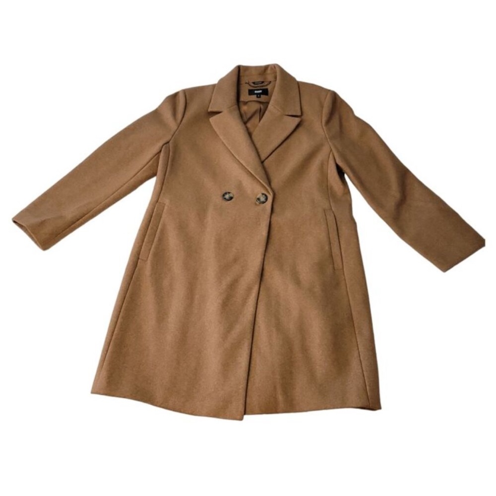 DKNY Women's Long Sleeve Fashion Faux Wool Notched Lapel Fully Lined Coat NWT!